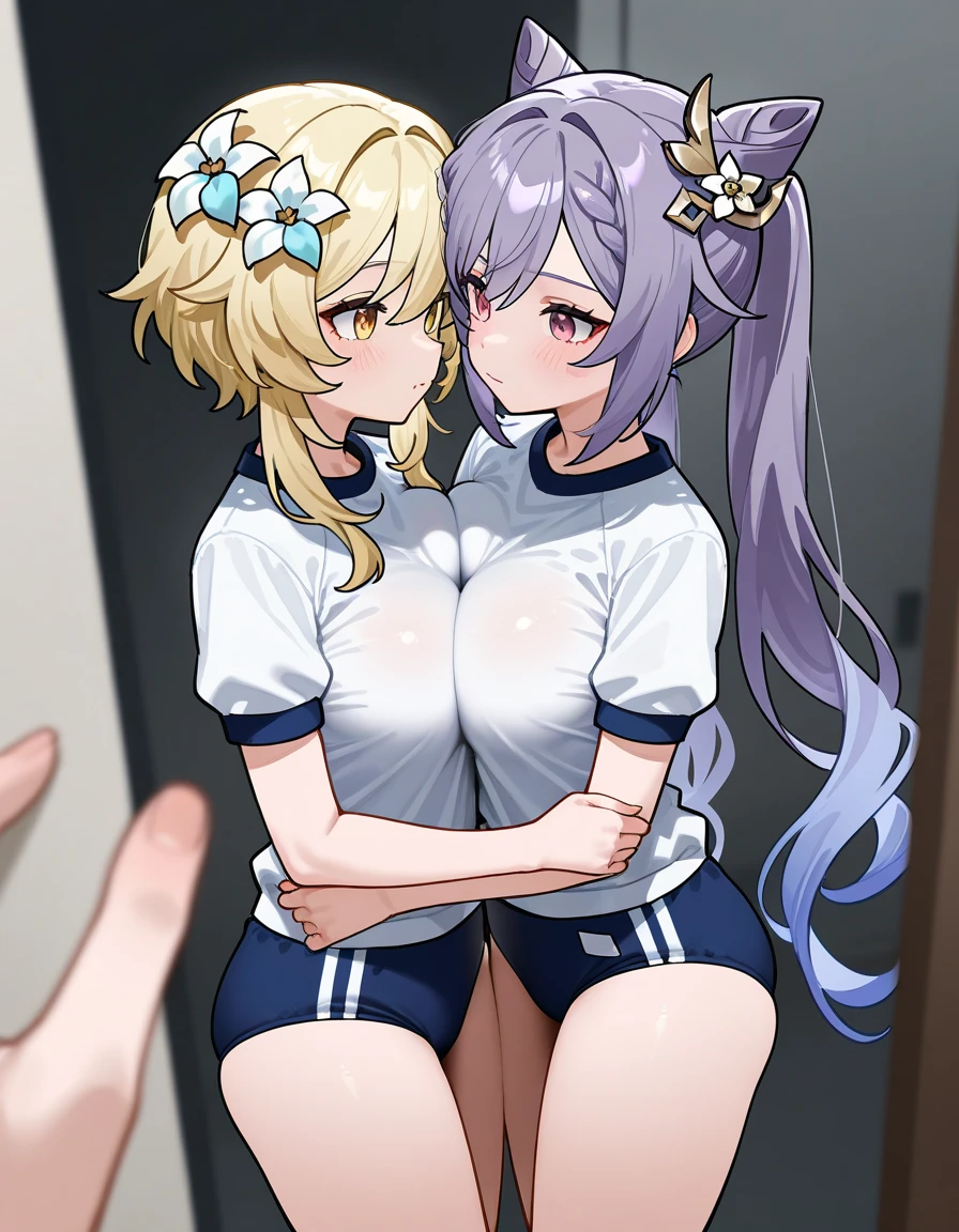 (((Browsing Caution)))、highest quality、masterpiece joy beautiful girl black hair and blonde ponytail、Two Girls,One boy,Ticker (penis:1.1),Handjob, (Nipple knob,Licking nipples),throw, Multiple Girls, View your viewers,(how:1.3),tongue
