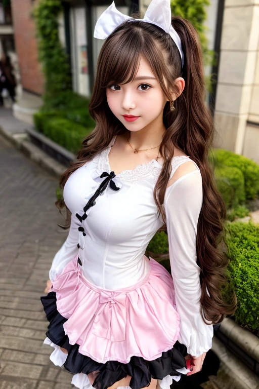 a cute brunette girl doll crisp 8k gari outfit, estilo chibi --auto --s2