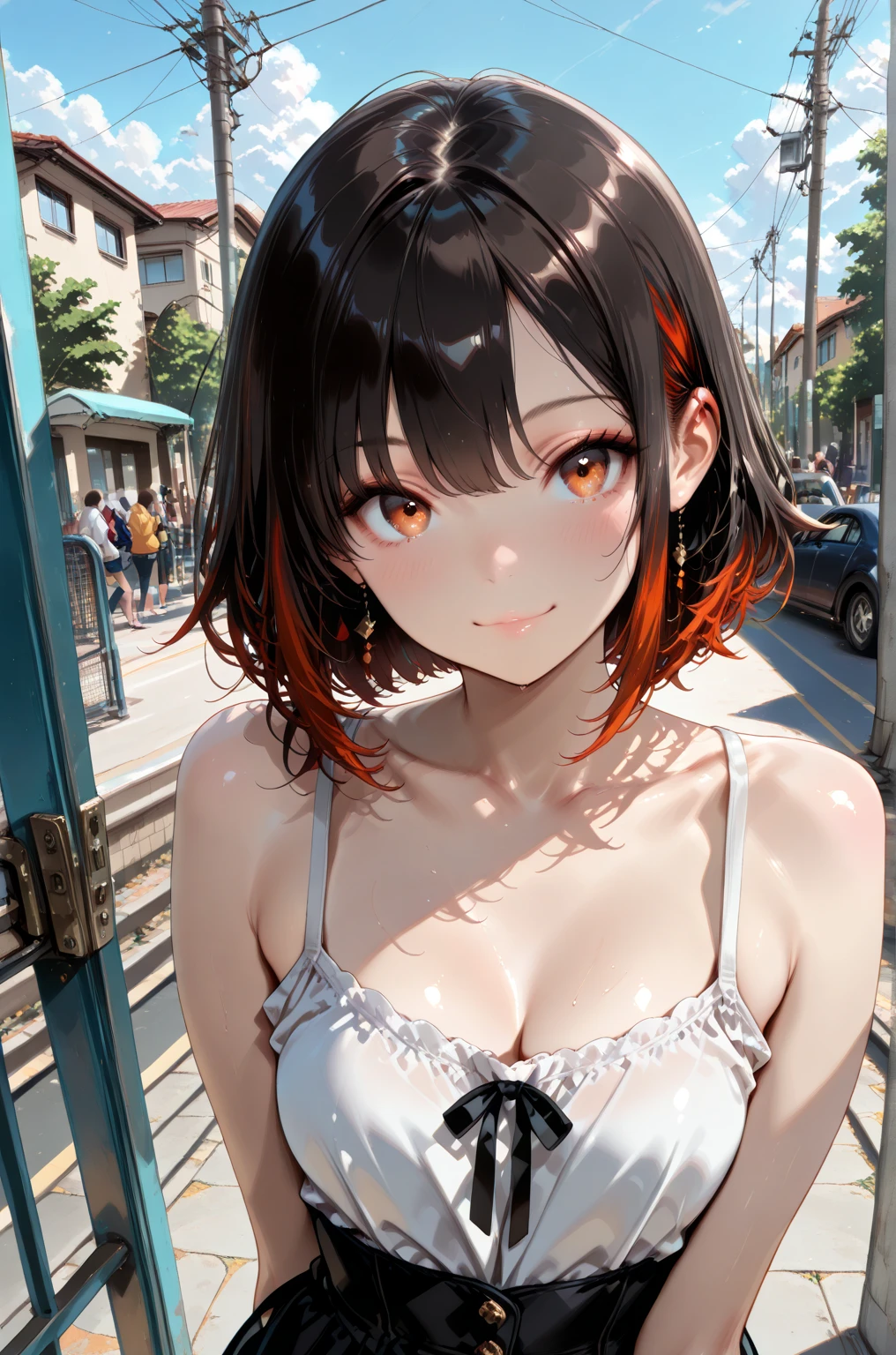(8k, RAW Photos, Highest quality, masterpiece: 1.2), masterpiece, Super Detail,Best lighting, (Realistic and photorealistic photography: 1.4), High-resolution RAW color photos, Background Blur, blush, Depth of written boundary,1 young cute boy, Hair between the eyes,short hair,Black Hair,Highly detailed mouth,short,young,flat chest,(Oily skin:1.5,Glowing Skin),glitter skin,whole body, (standing),Shame,((embarrassed:1.3)),(afraid,crying:1.41),(constricted pupils:1.5),at Night City alley,whole body,(high neck fur jacket, closed jacket,pink bra, brown burberry check mini skirt), (tears drop:1.3),(pov hands,Forced exposure,pov hands unzip his jacket:1.3)