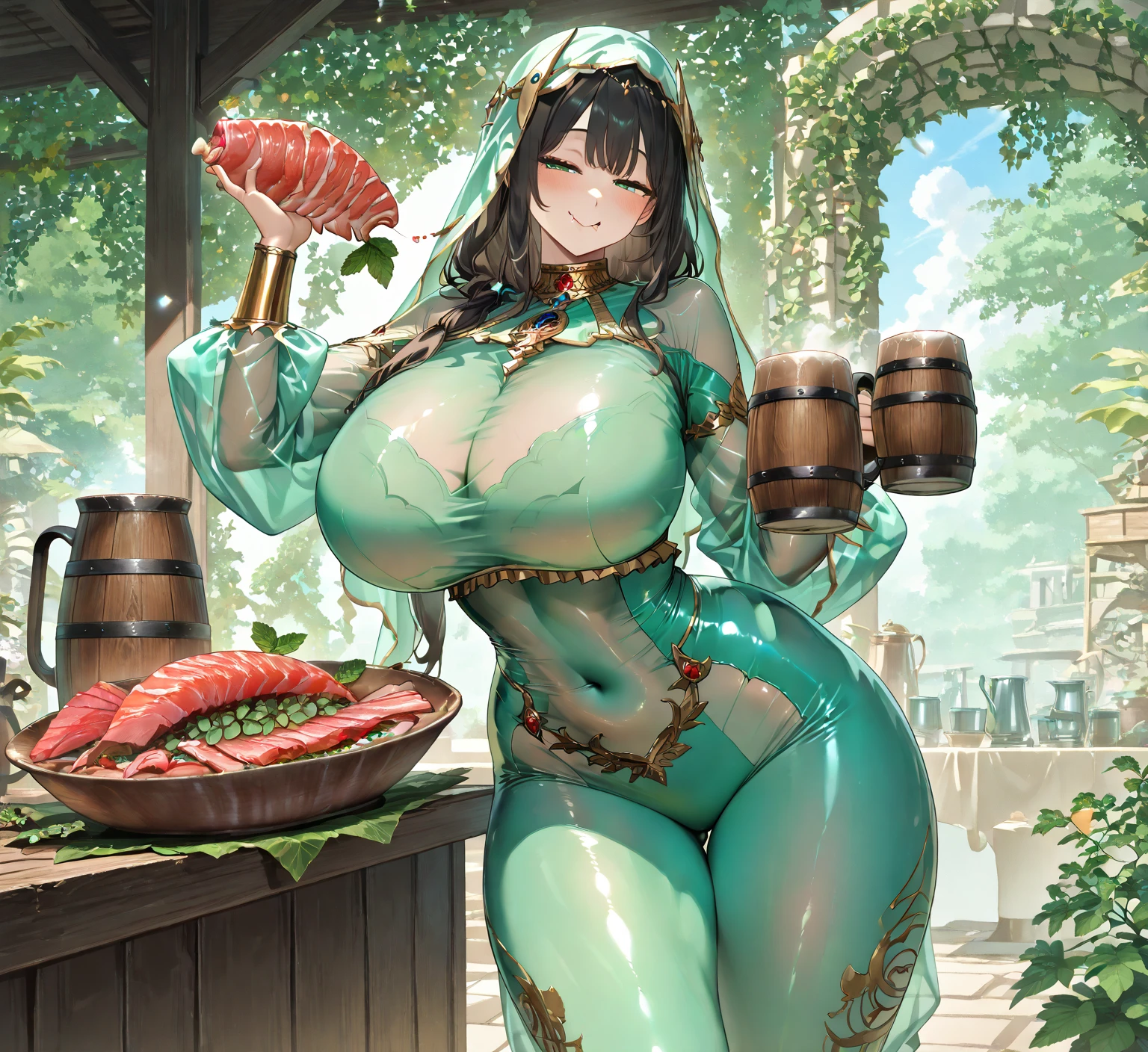 masterpiece, ultra realistic, 32k, extremely detailed CG unity 8k wallpaper, best quality
(masterpiece, best quality, highres, high resolution:1.2), extremely detailed, realistic, intricate details, 1girl, solo, orgasmic facial expression, blush, beautiful face, Gemstones and Golden Crown, (armpit) (thick thighs, wide hips), (cinematic lighting, sunlight, volumetric),((on muddy field, outdoor)), looking at viewer, facing viewer, from front, cowboy shot, (masterpiece,best quality:1.5), (nsfw:1.3), (gigantic breasts:1.2), (one arm up), squat down spread legs, hair let down, ((too much cum on vagina:1.3)), (too much mud:1.3, much mud on vagina:1.2), ((nude:1.2, topless)), eft_shield_queen, red hair, wearing muddy dress, detached sleeves