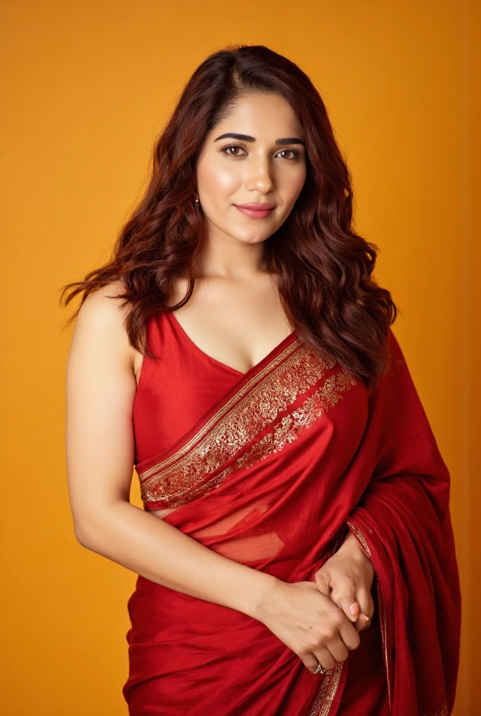 lana in red saree