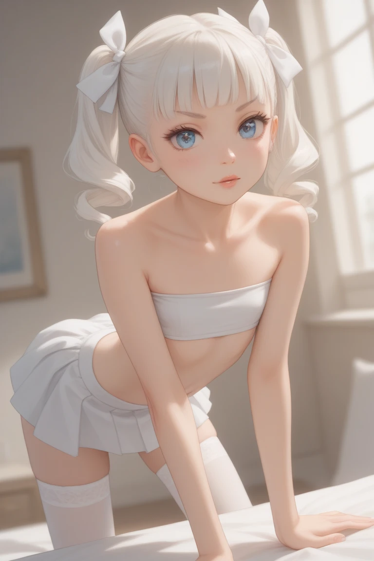 ((masterpiece)),((highest quality)),((Anatomical)),((Realistic)),((Detailed Description)),((Thin depiction)),((cute)),((女の子のcute部屋)),((Beautiful eyes)),((Baby Face)),((Petite)),((Bewitching Smile)),((Pure white one-piece dress)),((skirt)),