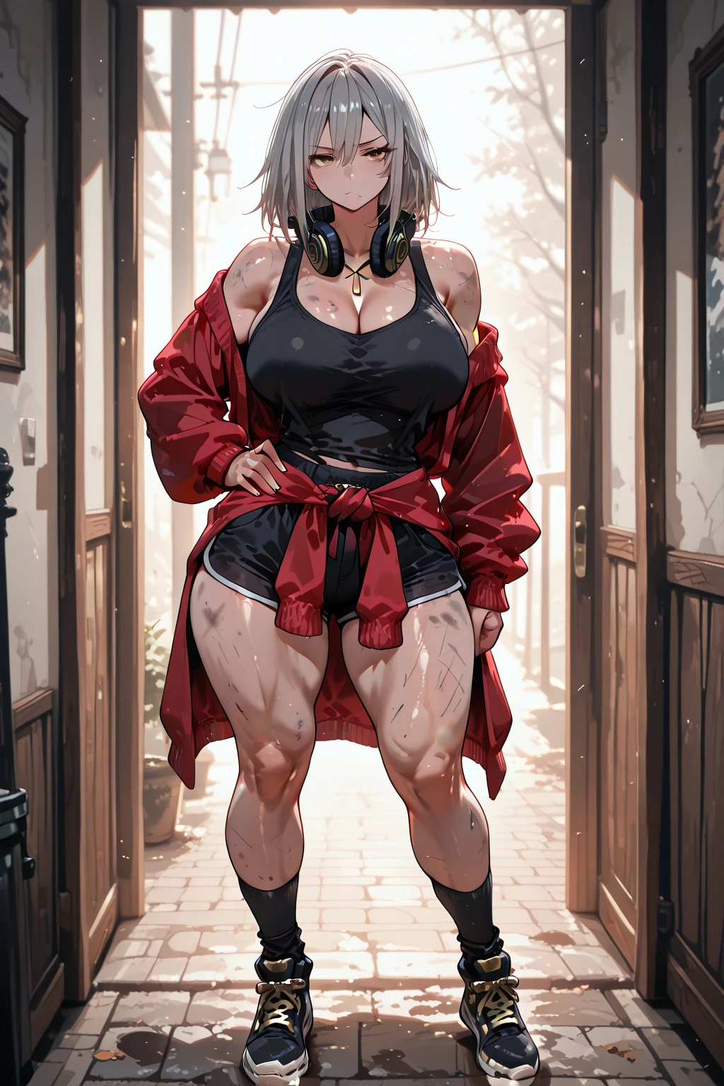 Alone,(:1.3),thick thigh,upper legs,wide buttock,dent in the skin,short detailed hair,curly blonde hair,Erected ,dressing room,smile,love glasses ,leaning on ,vaginal exposure ,green,pubis,happiness,(Three-point red lace underwear:1.2),lips parted,plump,exposed abdomen,areolas protuberantes,gigantic breasts with cleavage,4k,realistic wet skin,armpits,big curvy hips,very big tongue out,fleshy figure,with perfect legs,Hypertrophic,areolas protuberantes,Hypertrophic,crouched,dark tanned skin,tanned skin,detailed lips,bubble butt,Breasts are larger than torso.,Crazy swollen breasts,background from another world,korean goddessinsta,realistic fantasy representation,forced hair,photorealistic rendering of anime girl,distant view,(Full length portraits:1.4),(:1.5),(Exaggerated body proportions),(Nine-headed body),Wear a delicate dangle earring,The chest is exposed from him,plump buttocks,thin leg,thick thighs,(Wear a red transparent kimono), camel toe,octane rendering, (Unbeatable masterpiece, 8k ultra realistic cg, drama, ray tracing, HDR:1.2), (The best quality), imaginary, pure atmosphere, extremely detailed, intricate, Hyperdetail, dazzling lights, (mirror lighting: 1.4), (photorealiscic face: 1.2), (dent in the skin: 1.3), (1 girl: 1.4),Bright red lip gloss