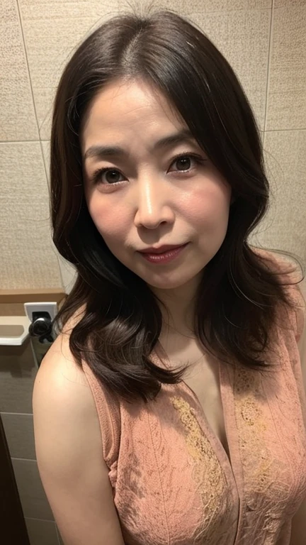(in 8K top quality, masterpiece:1.2), (realisitic photo:1.37), (Best quality), ultra detailliert,, ((1 beautiful 45 year old Japan mature and attractive woman)), ((Wrinkles at the corners of the eyes: 1)), ((Wrinkles on the tear bag 1)), ((Wrinkles around the eyes: 1)), ((Neck wrinkles: 1)), ((Nasolabial folds, sagging and wrinkles on the Face and body)), (Fat: 1.5)), ((Middle aged obesity: 1.5)), (((Full body are directly in front of you, A beautiful woman with a naughty look)), Big breasts with cleavage visible (( Gravure of a beautiful 45 year old Japan mature woman, wearing Transparent and revealing Indecent thong, Photo)), photo pose, (glossy face, sexy face, beautiful face, naughty look, full body shooting, long curly hair, 45 year old married woman)