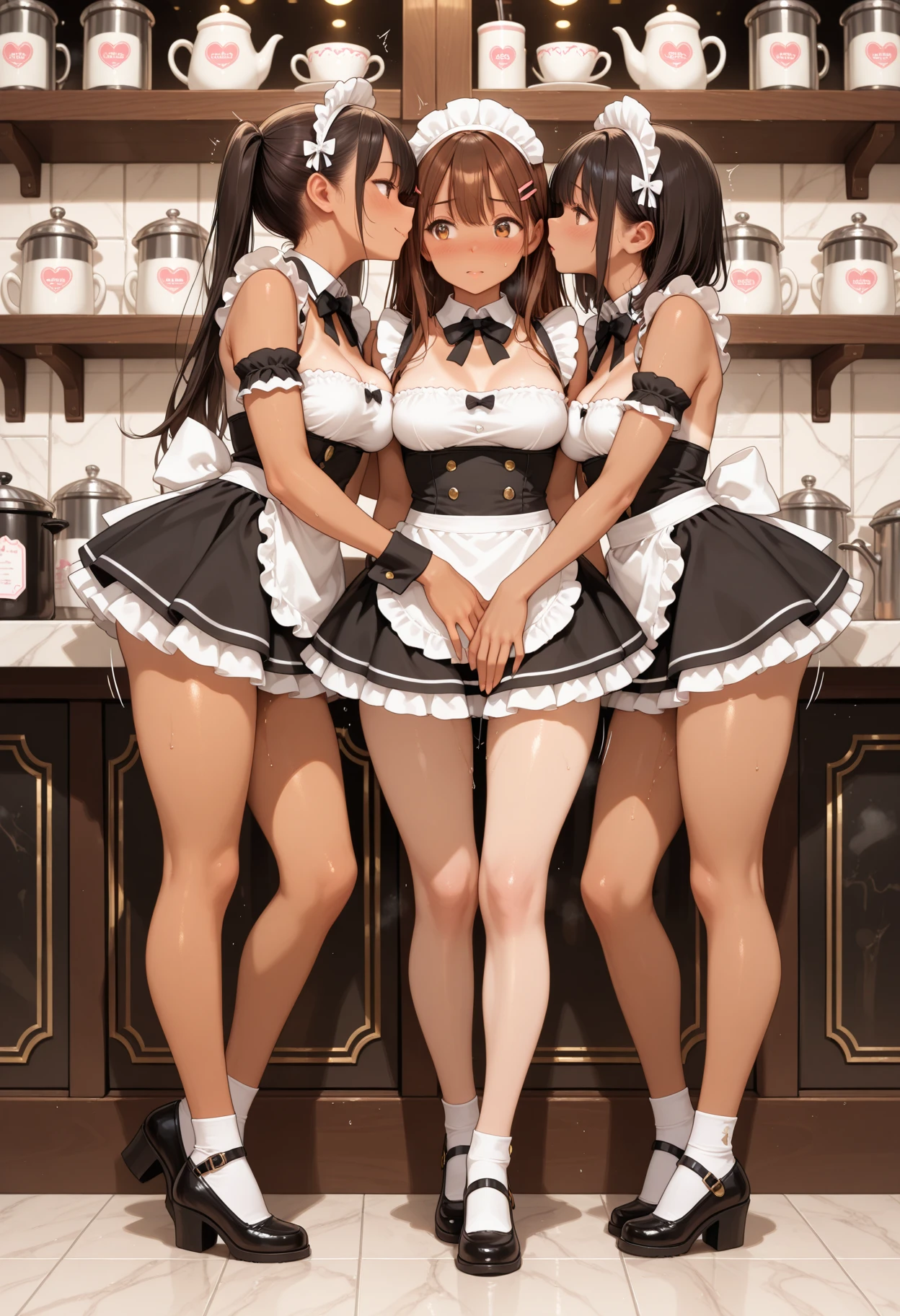 ((NSFW:1.3)),(Textured skin, Anatomically correct, Super Detail, high details, High quality, hight resolution, Best Quality, 1080p,4K),(One-person viewpoint, looking at viewer, subjective:1.5),


(Multiple girls in Western bed room),(women's Western bed room:1.3),(mid night)
((Multiple girls, 10+girl with, Group photo of the girls, Group photo of the girls:2))
(Girls of adult woman, 28 year old, sexy womens:1.5),(Girls with busts of all sizes:1.5),(Girls with various hairstyles:1.5),
(inviting you to have sex),

((Girls line up showing buttocks:1.5)),
(back shot:1.5),(turn around:1.5),


(maid, maid apron, maid headdress:1.5),
nsfw,(skirt lift:1.3),showing off pantie, showing off pussy,

nsfw,(enraptured face:1.4),(naughty expression:1.2),(orgasm smile:1.5),seductive smile, excited smile,
(blush, face blush, blushing:1.3),


(spread pussy wide:1.1),(pussy focus:1.3), (bare pussy:1.3), (Vaginal hole:1.1),(open vagina, vivid pussy, high quality vagina:1.1),anus, ass, (dripping love juice:1.1),
