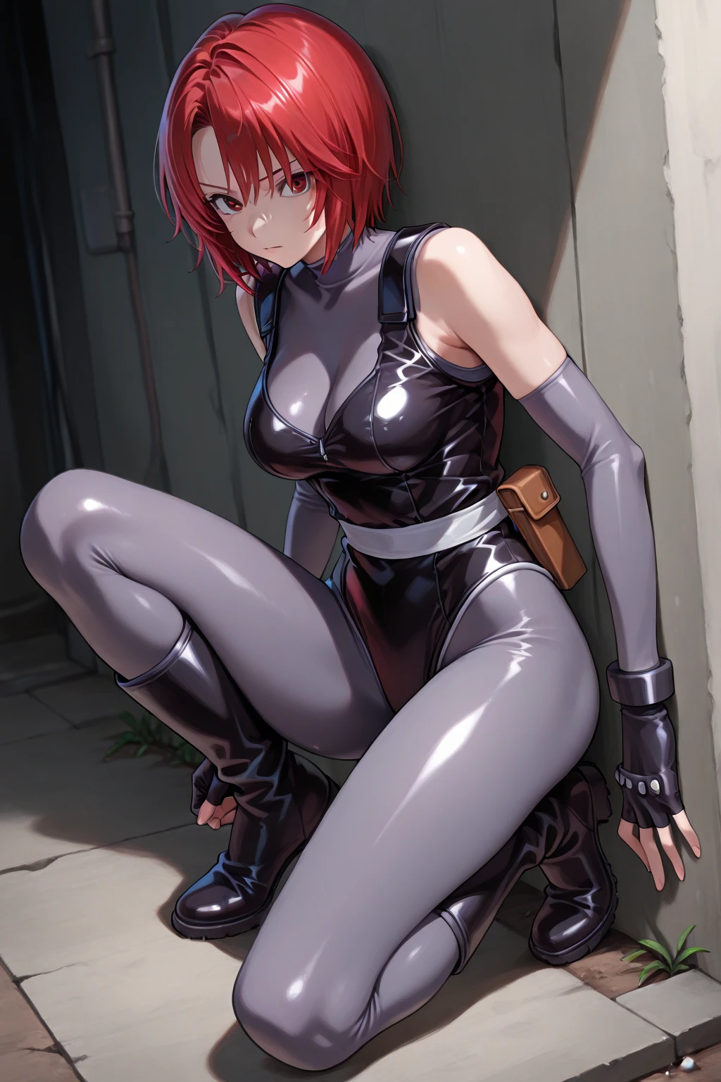 Masterpiece, Best Quality, Highly detailed, illustration, absurdres, street fighter, doll suit, shadaloo doll, agent aika, girls, multiple girls, expressionless, nazi saluting, military, military saluting, salute, blank eyes, looking at viewer, red gloves, emotionless, black latex, corrution, mind control, female combatant, full body, hypnotized, unhappy trance, full body suit, leotard, perfect female body, extremely glossy latex, Delmo Uniform, belt, hypnosis, hypnoLora, empty eyes, Mind control device, thigh high, kneeling, poses, submissive_pose, visor, masturbation, standing, standing at attention, Slave, collar, gang bang, haigure, slave oufit, full tight leg, (colors) delmo uniform, from behind, Sarina Shizukume, Mahou Shoujo Site, red_hair, twintails, red_eyes, long_hair, brown_eyes, girl From behind, ass