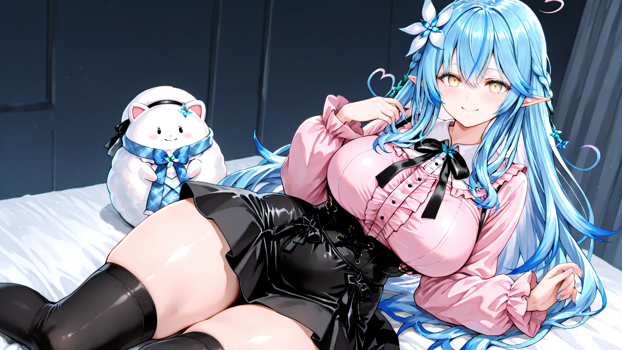 1Female、When I was reincarnated, I was a slime character(child)、masterpiece、superior quality、precise、animesque、child Demon King、Aimei、beautiful blue eyes and detailed、Pink hair、two-tailed、Proud double tails, very short black bikini 、Average breasts、True to the original、((barefoot)), muscular belly, beautiful muscular legs, Thick legs, (Smile), in the bedroom, sitting on the chair with the leg crossed