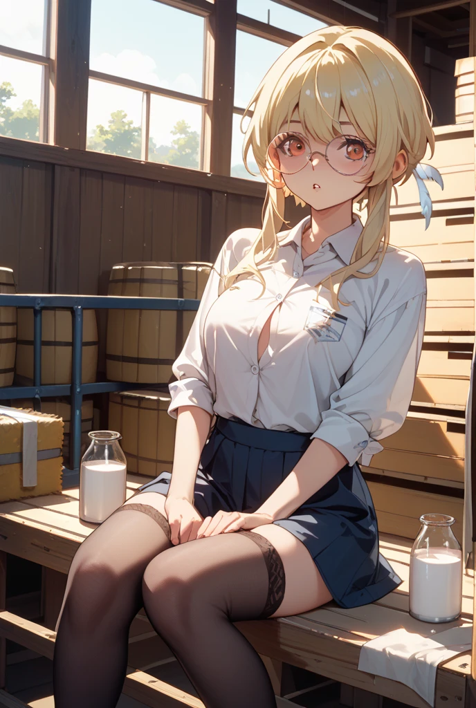 azur lane、Ayanami、ponytail、table top、High resolution、Lots of girls、multiple girls、large crowd、かわいいLots of girls、big and full breasts、naughty body、underwear only、See-through、pink lingerie、throw、、whole body、Are standing、looking up at me、Confused face、blush、black pantyhose、female shape'Private parts are clearly visible、I can see the nipples、white shirt、Navy checkered skirt、micro mini skirt、very short skirt、department store、The shops、Many people々、in the crowd、bare chest、show your chest、from below、Low - Angle、Holding the tray、put the chest on the tray、Breast milk comes out from the nipple