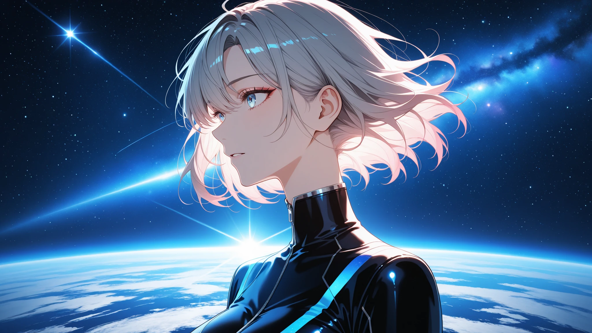 Aesthetic Resolution, Attractive Woman, solo, Aesthetic natural light, spectacular space-time background, top quality, 