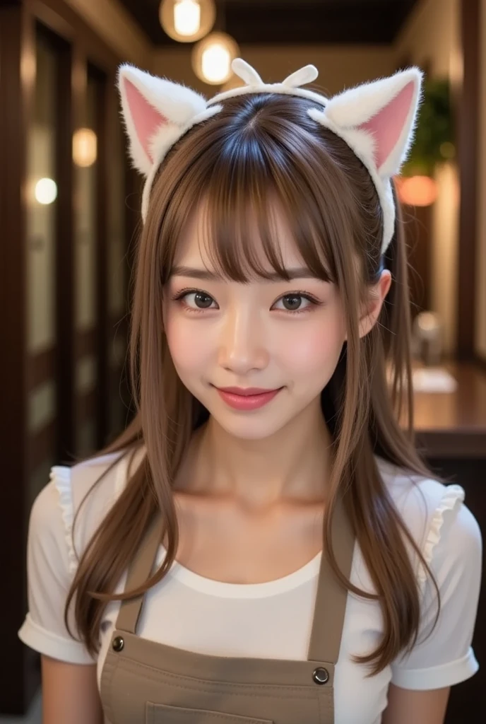 (bc:1.2)Beautiful sex partner, (best quality,4k,8k,highres,masterpiece:1.2)gorgeous eyes with a hint of playfulness, (ultra-detailed)exquisite facial features, (realistic,photorealistic,photo-realistic:1.37)charming smile with a touch of mystery, (physically-based rendering)vibrant and flawless skin, (medium)styled with a mix of oil painting and contemporary illustration techniques. She has (extremely detailed eyes and face)captivating detailed eyes, with long, fluttering eyelashes that convey depth and tenderness.
The dog ears on top of her head are (medium)meticulously crafted with lifelike textures, highlighting their cute and fluffy appearance. Her (ultra-detailed,dog tail)fluffy dog tail sways gently as she moves. She has a (dog snout)dog snout that brings innocence and friendliness to her overall look.
The (vivid colors)color scheme of the surroundings combines warm tones and vibrant hues to create a cozy and inviting atmosphere. The cafe is filled with (sharp focus)sharp focus and (bokeh)softly blurred backgrounds, emphasizing the main subject. The walls are adorned with (ultra-fine painting)artworks depicting abstract shapes and patterns.
She wears a stylish (professional)apron with pockets, embroidered with floral patterns, and a matching outfit that complements the overall aesthetic. Her (vivid colors and sharp shadows and highlights)colorful hair is tied up in a loose bun, decorated with delicate flowers.
Next to her, a (medium-sized)friendly dog sits, with (sharp focus)clear eyes filled with warmth and loyalty. Its (extremely detailed,dog fur)dense fur is textured in a way that captures the essence of its breed. It has (sharp focus)well-defined paws, each carefully crafted and placed in a relaxed position.
The lighting in the cafe is soft and warm, accentuating the cozy and inviting atmosphere. The sunlight peeks through the window, casting gentle rays of (studio lighting)light on the cafe worker's face, creating a subtle play of shadows and highlig