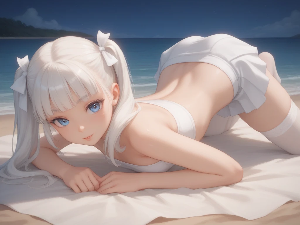 (Ultra-fine CG unity 8k wallpaper,tmasterpiece,Excellent image quality,Extremely delicate),(Excellent light and shadow,Excellent light and shadow,Extremely sophisticated and aesthetic),flowy,high saturated,dynamic angle,((1girl)),opulent,Condensation\ (genshin impact\), White hair, red eyes, Very long hair, hair adornments, By bangs,seminude,blacksilk,Face the lens,climaxing,dewpoint,spread their legs,fullnude