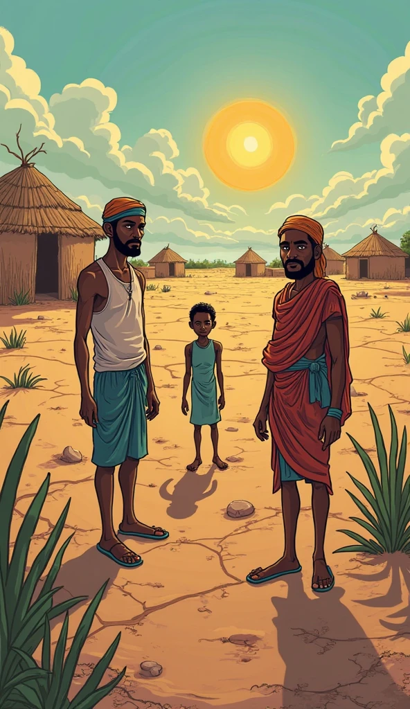 Generate a stereotypical cartoon image how western countries see Africa.