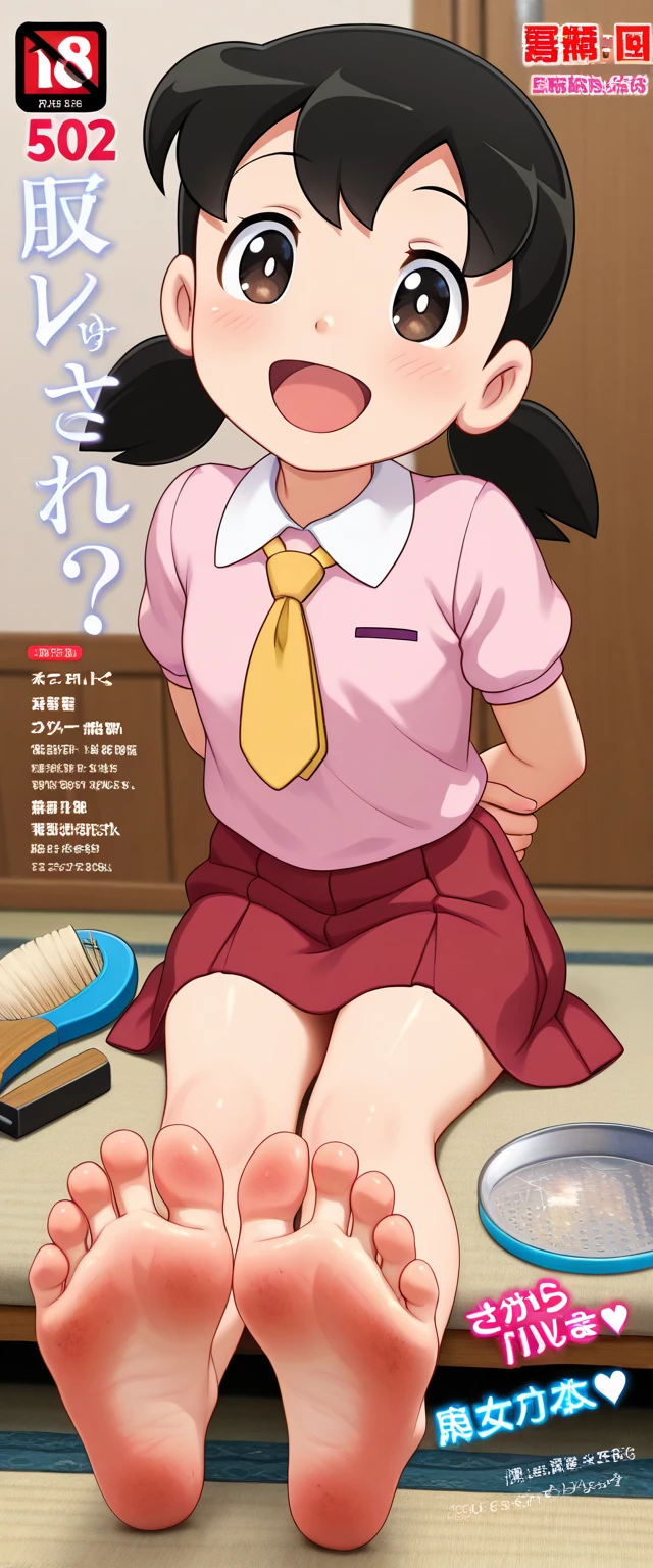 (superflat, flat shading, flat colors:1.1), (magazine cover), loli, petite, child, school uniform, lift skirt, (white panties), sitting, smile, volumetric lighting, soft light, bright, colorful, watercolor