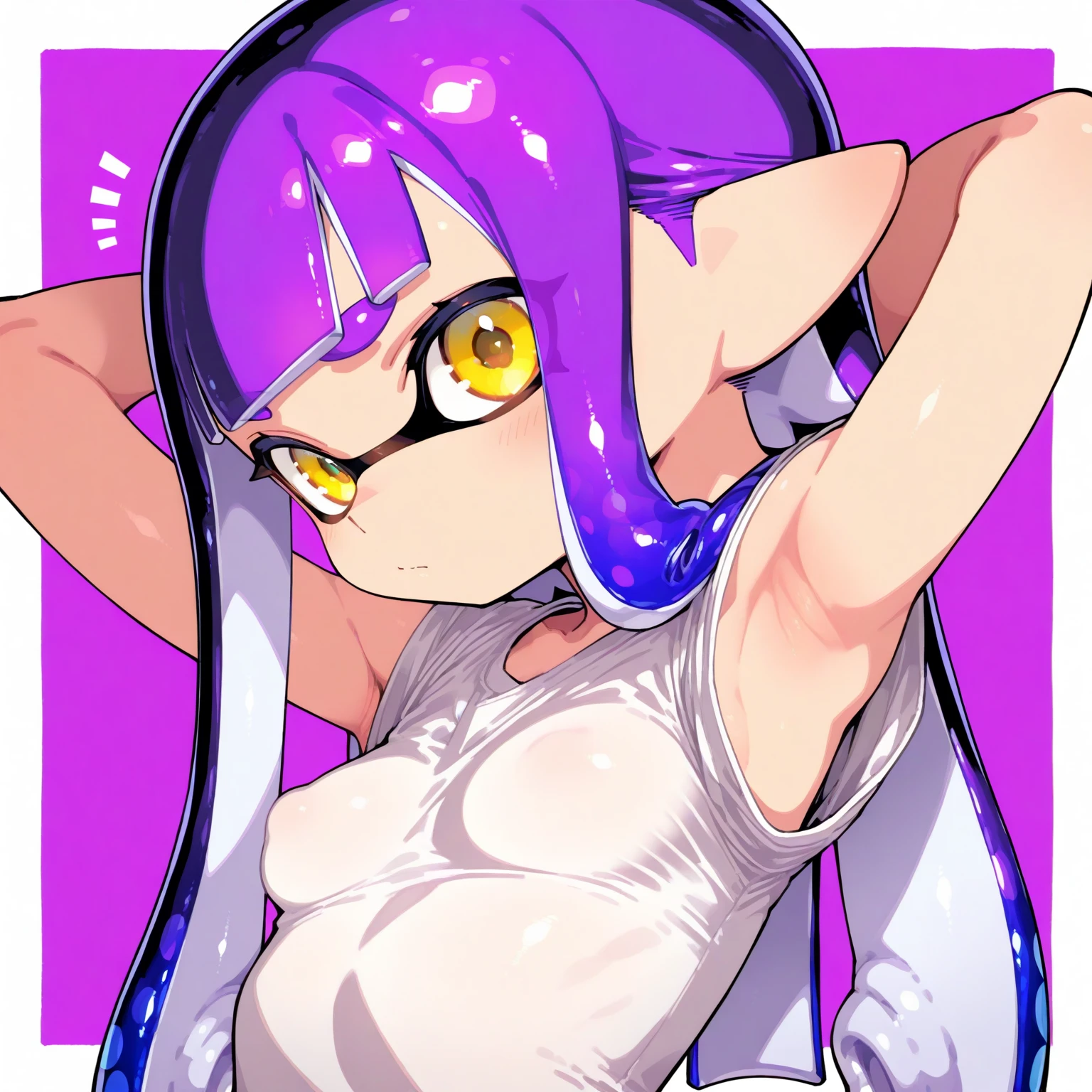 Splatoon girl 、big breasts、Pose that emphasizes the breasts、sexy dynamic pose