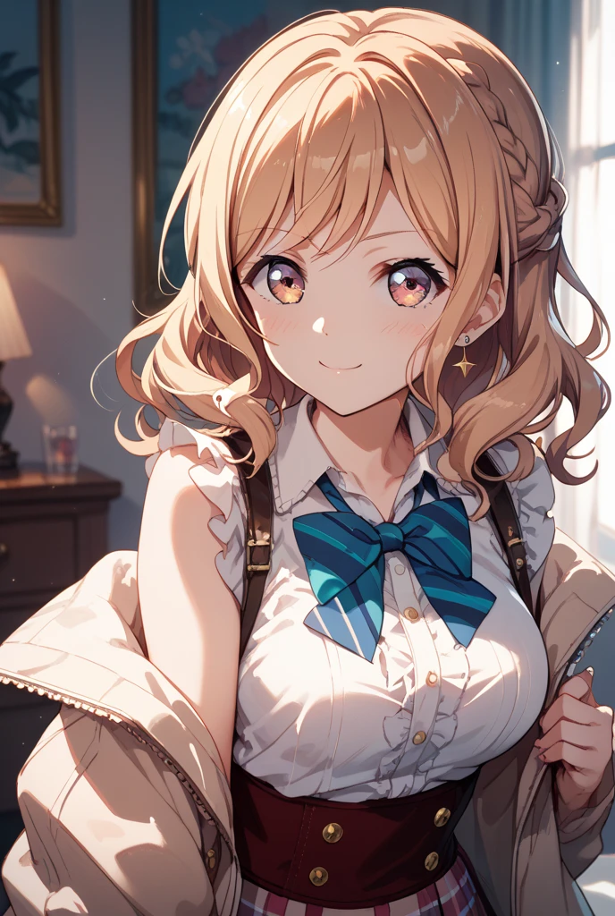 anime, (masterpiece), (Highest quality), (Very detailed), (best shape), (Best Shadow), (absurdes), (Detailed Background), (so beautiful), Shiny, Beautiful eyes in every detail, Extraordinary, Countershading, Detailed soft lighting, an exquisite animation shape, 8k, 32K, High resolution, unity 8k wallpaper, shape, anime style, Perfect lighting, Extremely detailed CG, Sakuragi Hand, blush, Embarrassing, A kind smile, (nsfw:1.4), Accidental exposure, Open your mouth,  library, (Embarrassing:1.1), (blush:1.2), (shout:1.1), (Move a row:1.1), Sweat, Heavy breathing, ((Motion Lines)), serafuku, black jacket, ((white plaid pleated skirt, light blue bow layered skirt, white frilled skirt)), white bra, show off bra,  (skirt lift:1.3), penis shadow, penis awe, facing viewer, from above, Perfect body