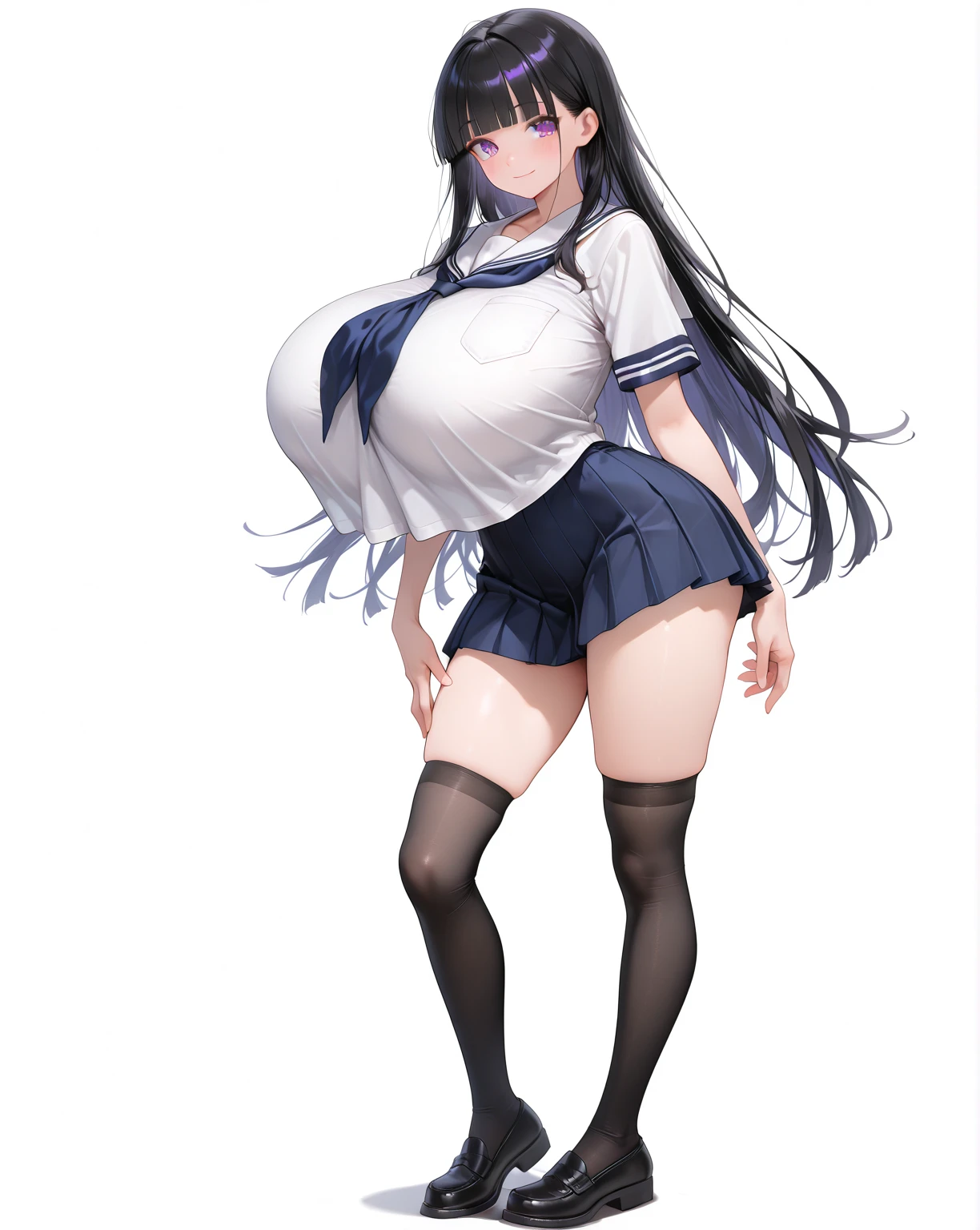 A Cute and Extremely Plump Young Girl, with Overwhelmingly Huge Oversized Breasts, and Ridiculously Thick Thighs, Biggest Breasts, Thickest Thighs,