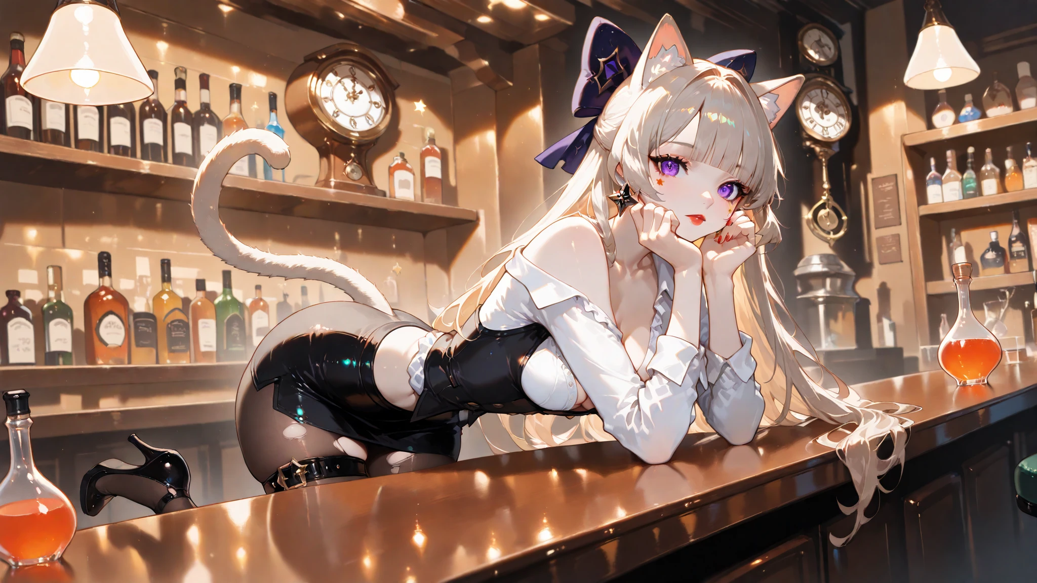 top-quality、Full limbs、complete fingers、curren chan \(umamusume\)、one beautiful women、Beautiful busty woman、bunnygirl、((A woman wearing a black bunny girl leotard))、A woman wearing black fishnet stockings、woman wearing a black bow tie、casino、pokies、roulette、Naughty Poses、A big smile