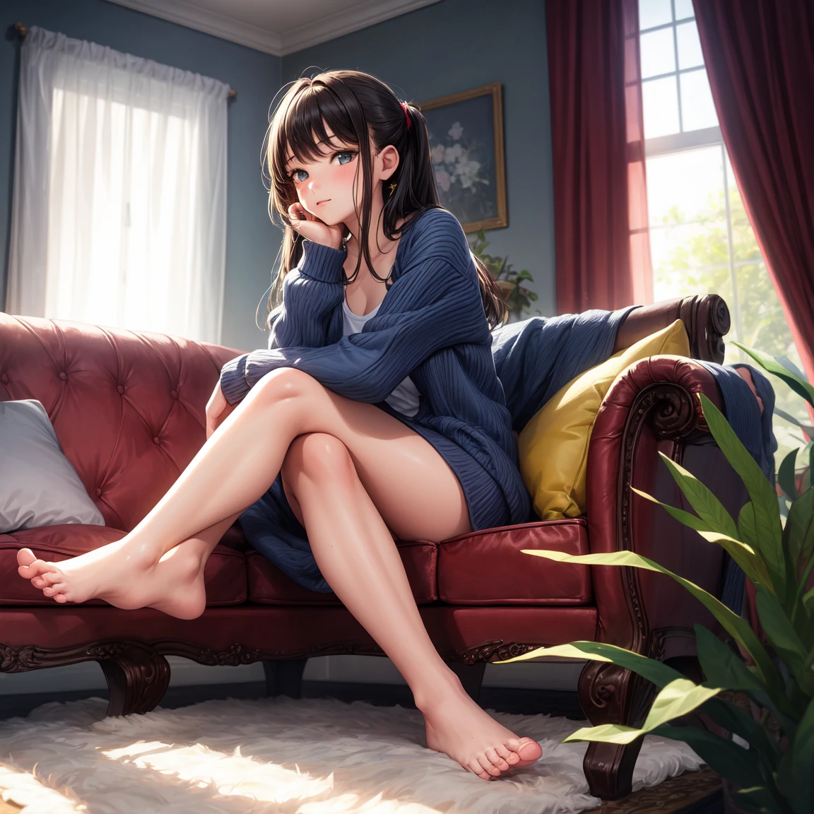 Beautiful feet、High heels、stockings、anklet、skirt、Close-up photo of the lower body
