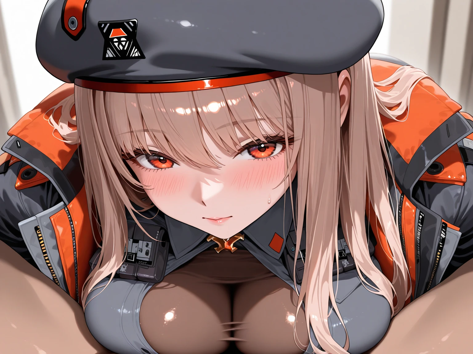Highest quality,Very cute face,NSFW,(solo ),(gigantic breasts:1.5),とても幸福なsmile,Open your mouth wide,View the viewer,(Put your head on the pillow,Lying in bed,Top view),Upper Body,(Men on top,Big penis,Male lower body,Male foot:1.2),(Blonde,Twin tails),hair ornaments,uniform,anchor hair ornaments,hunting,White gloves,low Twin tails,Iron Cross,chest,smile,Long sleeve,military hat,Long Hair,Green Eyes,Aqua Eye,(Open clothes,White bra:1.2)