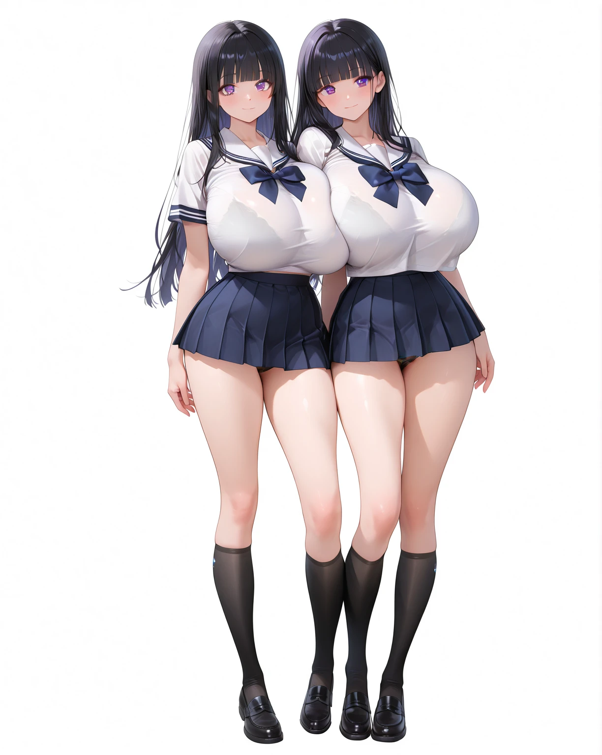 Kaguya Tsukina、high resolution、Virtual YouTuber、A girl、, Red knee-length socks, Double tail, blue eyes, Hair accessories, sash, cleveage、sleeveless、hairpin、Gray hair、Black clothes、Red belt、Huge Breasts,Pregnant