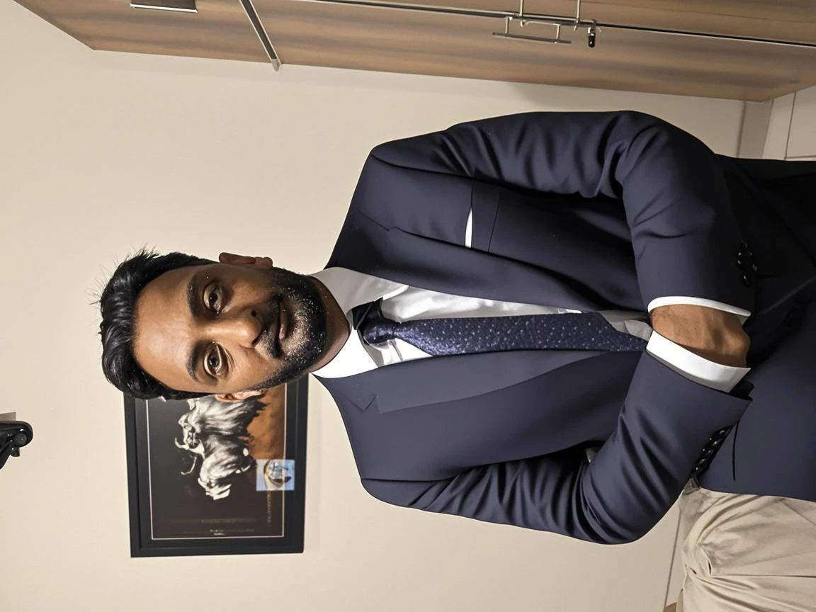 Base model of a handsome middle age indian man , handsome face ,(penis),nsfw, homoerotic, grey hair, glasses , suit