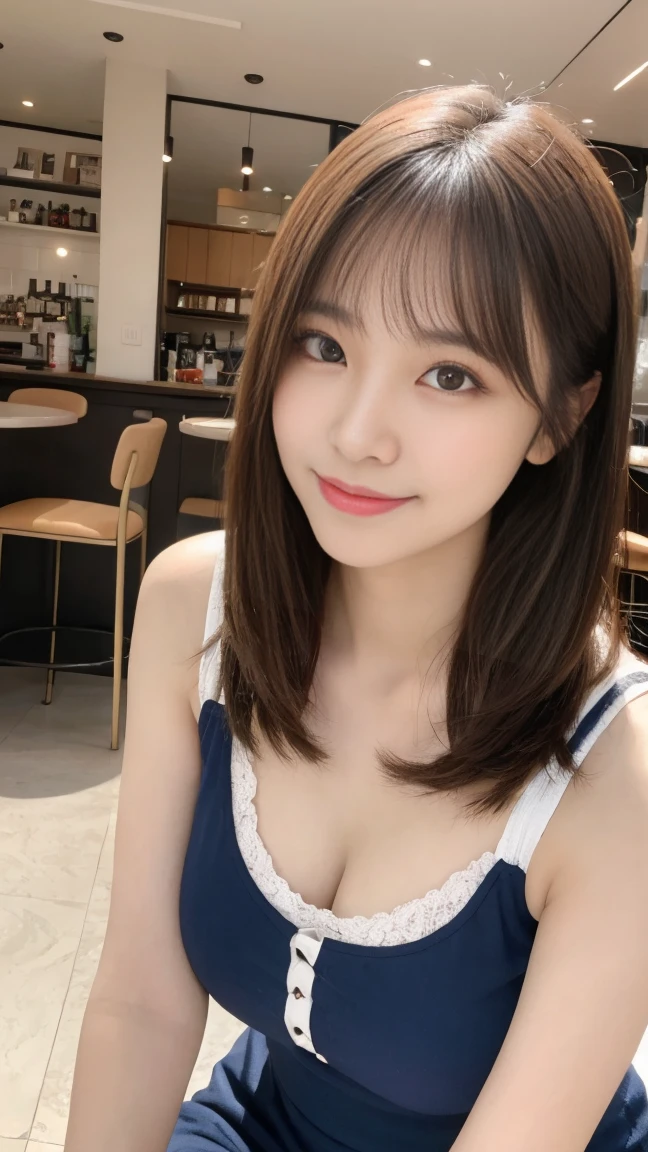 Tabletop, highest quality, shape, Very detailed, finely, High resolution, 8k wallpaper, 完璧なダイナミックな構shape, Beautiful and detailed,ランダムなcute髪,,Natural color lip, Bold sexy pose,smile、20-year-old girl、cute、Looking at the camera,Always blur the background,Perfect and beautiful face,Slim face and figure,Big eyes、Putting on gal makeup,Small face,Shooting from below、Smile,Blurred Background,Elegant feminine face、Cyberpunk Fashion、smile、Change pose randomly、Randomly change the shooting angle and position、one person、Combat Uniform