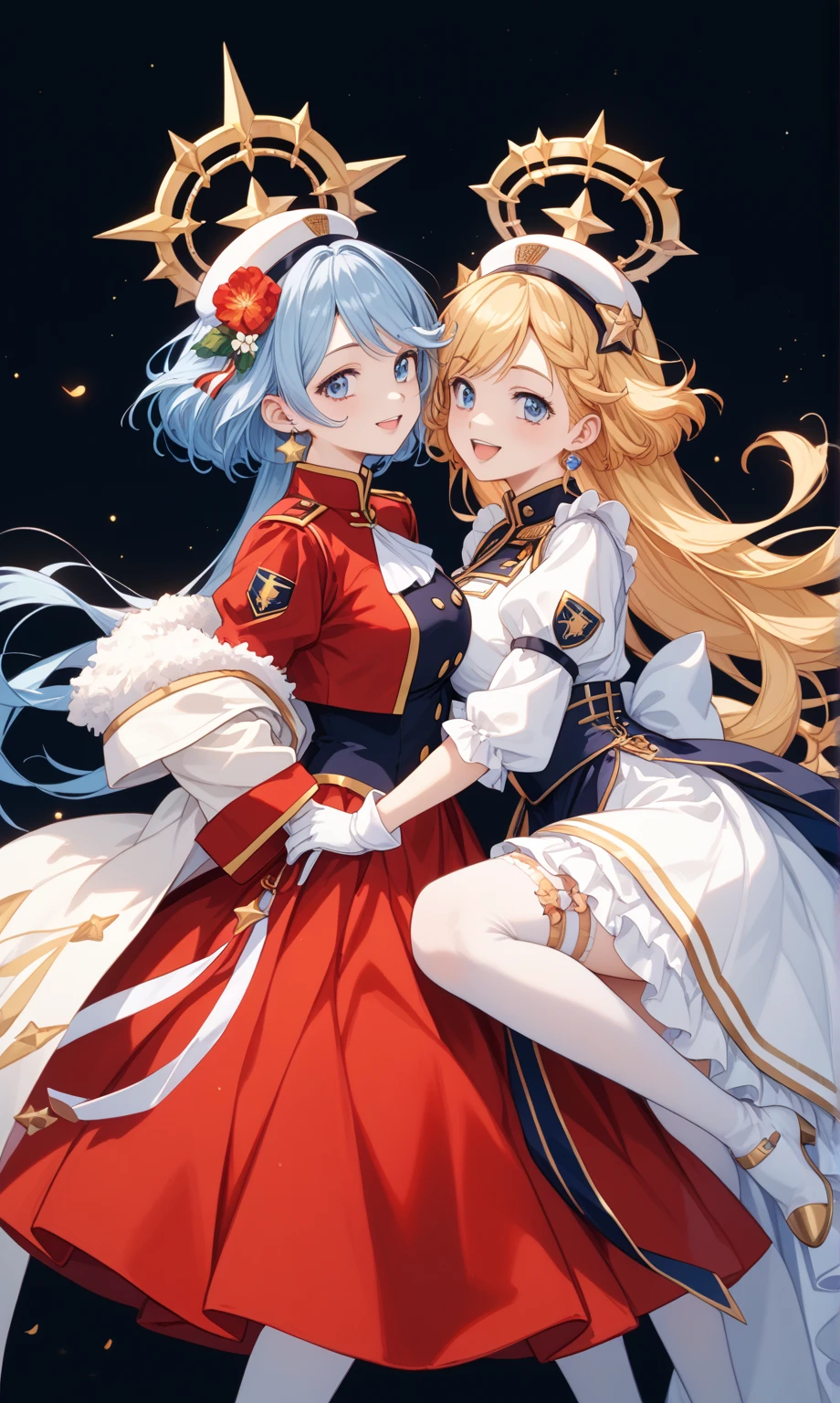 {{wonderful}}, Highest quality, Ultra-detailed CG Unity 8k Wallpaper, Beautiful details、Blonde、Wearing a uniform and hat、Woman standing with hands on hips, Inspired by Le Chevalier, from Girls' Frontline, The finer details. Girls' Frontline, Official character art, Anime Maid SS Military, A delicate androgynous prince, Beautiful androgynous prince, Danganronpa digital art, Girls' Frontline style, Kschaert Krentz Key Art Feminine、whole body画、Front view、Character Sheet、Mr.々A pose、whole body、Character portrait、Standing posture、three views、whole body画