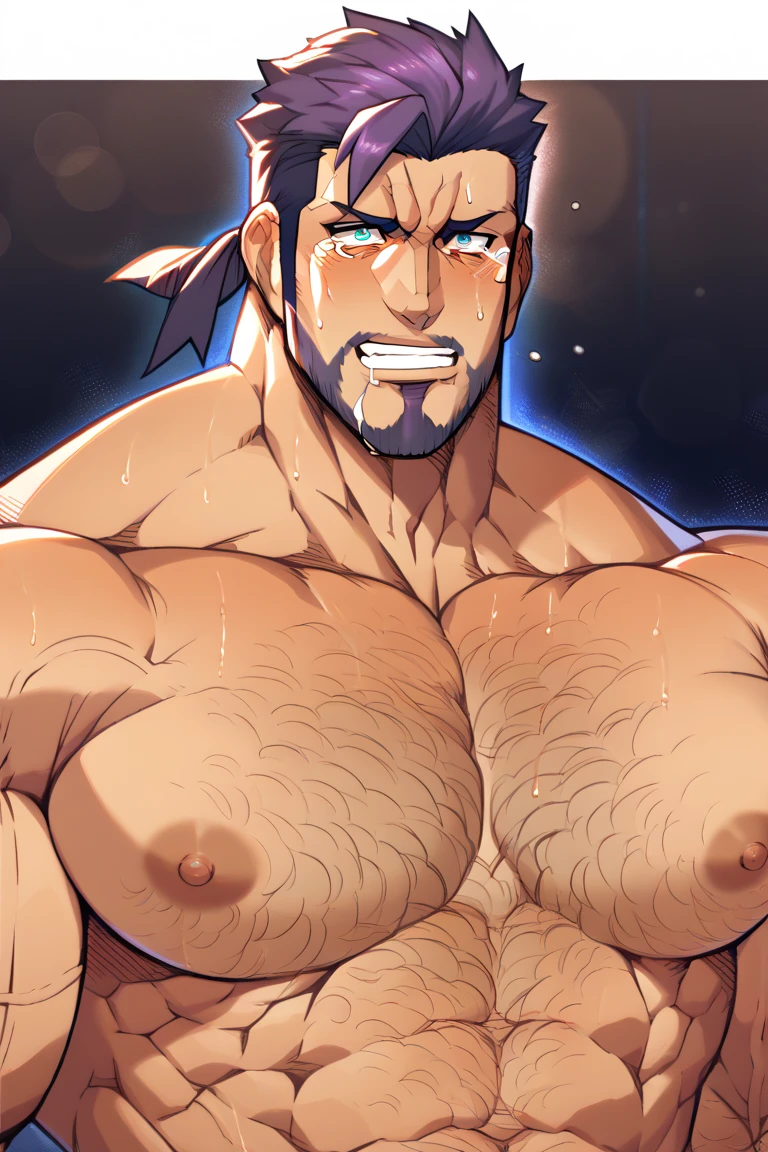 Mature male，Horse people，anthropomorphic horse，Brown hair，long mane，farmer，Huge crotch bulge，musculous，vast pecs，broad shoulder，Thick-breasted，Bare upper body，Loose shorts，Towel on the shoulder，Sweat profusely，wiping sweat，Leaning against the shovel，Shoot from the bottom up，The sun is blazing，The weather is hot，(full bodyesbian), in a panoramic view，Lots of white space，High- sharpness，High picture quality，intricately details，Rich background，tmasterpiece，