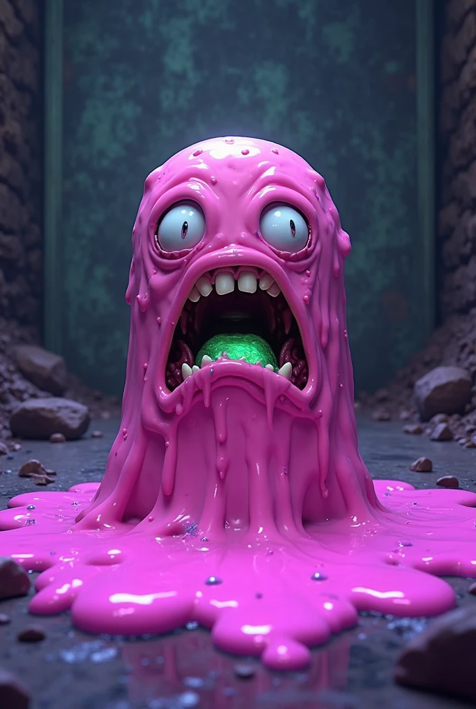raw photo,photorealistic,cinematic shot,realism,intricate detail,taken on a fujifil camer,professional lighting,a lovecraftian slime demon covered in slime, rises from slimy abyss to consume the souls of the living, veins, red flesh, slime monster, goopy slime, amorphous slime, flowing ooze, slime dripping, slime purple