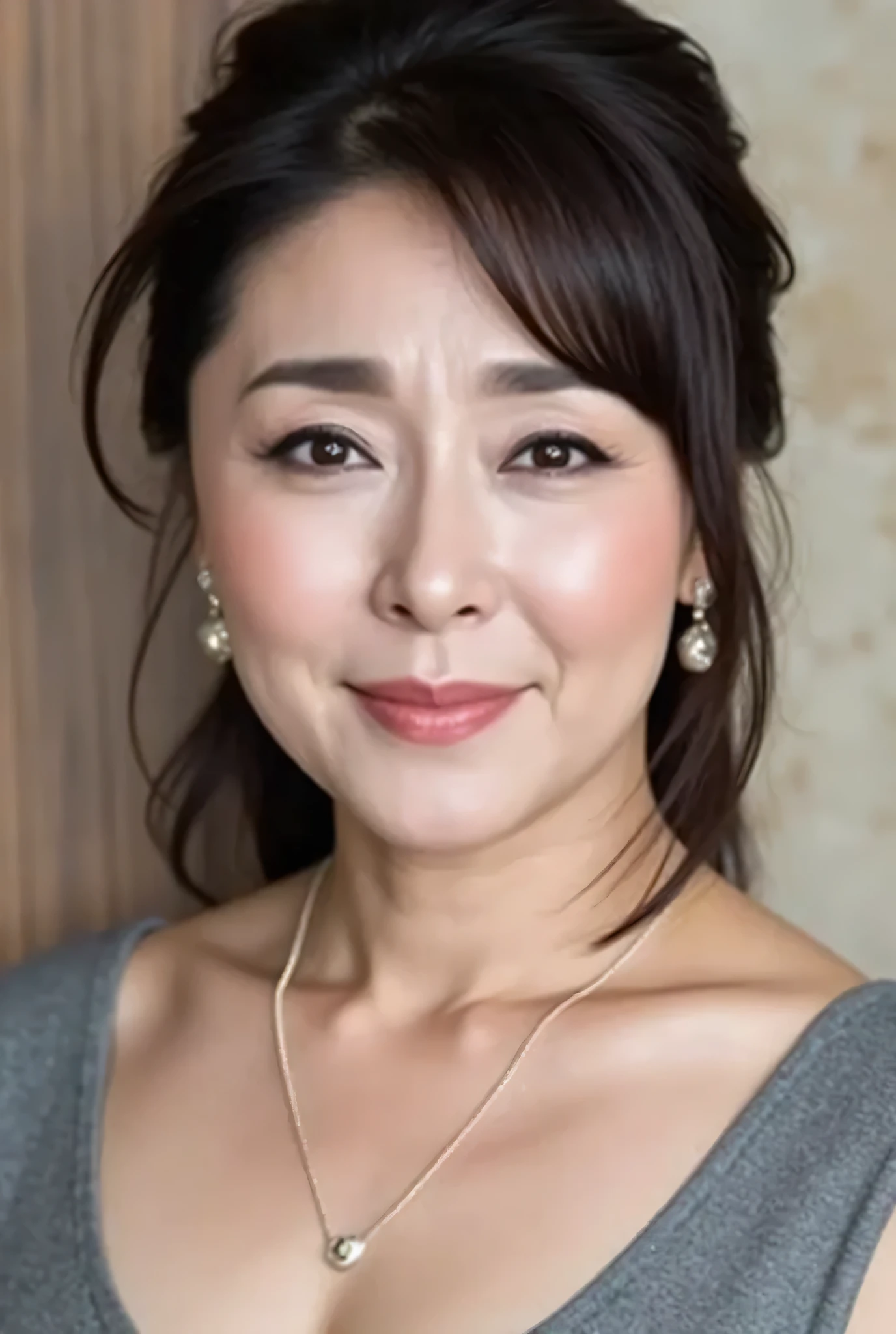 looking at viewer, beautiful skin, beautiful eyes, beautiful face, highly detailed eyes, full make up, short straight black hair with bangs, masterpiece, Super Details, Best lighting, Realistic and Realistic Pictures, high definition RAW color pictures, slightly smile, asian