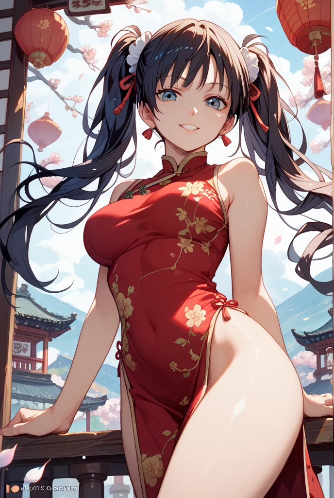 ((crimson Ao Dai It has gorgeous embroidery)), skindentation, skinny, solo, 1 woman, Masterpiece, highest quality, highest quality, 16K, incredibly absurd, highly detailed, 2.5D, ai-generated, delicate and dynamic, very delicate facial expressions, delicate eye depiction, erotic, only sexy woman, ((A cute and kind face)), healthy figure, 25-year-old woman, bride, 160cm tall, medium firm swaying bust, (dark hair), black eye, blush, Sweat,Embarrassed,sexy, ((thin thighs)), (Erect nipples:0.9), ((shiny and lustrous)), facing straight at viewer, ((brown_skin:1.5)), ((Oily_skin)), sweaty skin, wet skin, dutch angle, sexy pose, Dynamic poses,
