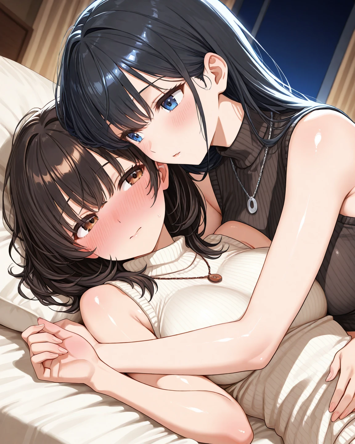 ponytail、cute、Competition swimwear、Only one breast is exposed、Wink、smile、Sexy pose、Sandy Beach、beautiful (Selfie),masterpiece, High resolution, High Definition CG Unity 8K, RAW Photos, beautifulしく精巧な顔, Detailed hair texture, beautifulしい顔,Accurate,(Iris: 1.2), (Small breasts), (Light brown hair), (Very short hair), (Messy Hair: 1.1), (Asymmetrical bangs),  (Simple dark grey dress:1.2), (Dynamic Angle:1.3),(Embarrassing:1),(Embarrassed laugh),it hurts,(At night),room,Sit on the floor,