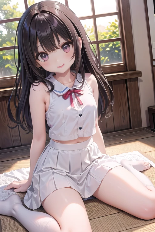 very cute and beautiful girl,(Very detailedな美しい顔), mini skirt, Sitting,(Spread your legs,White panties:1.3), Wooden classroom,window,Distant Tree々and the city, (shirt lift:1.2),(tits:1.1), (belly button), slender, 13 years old, High resolution,Super detailed,Very detailed,32k,8K resolution, Intricate details,Movie Scenes,Detailed Background,alone,Dynamic Angle,(smile, shy, red cheek, blush), (Open your mouth:1.2), brown hair, blond hair, jewelry, looking at viewer, necklace, long hair, short hair, Abdominal muscles, straight hair, bob cut, blunt bangs, silky hair, hair clip, hair band, hair ribbon, one-length haircut, ducktail, outward curled hair, French twist hair, twintails, side ponytail, single braid, wavy hair,