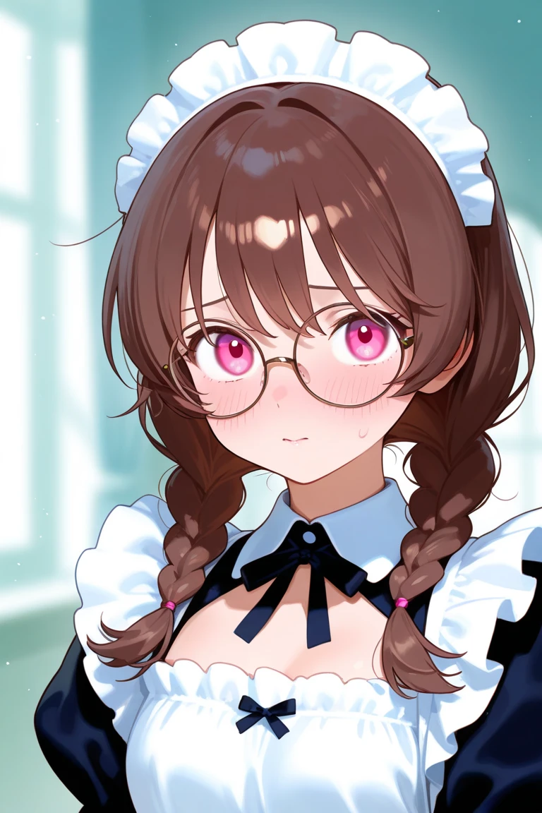 highest quality、High resolution、Detailed Background、(Beautiful face in every detail:1.4)、Anatomically correct、(Detailed facial expressions)、(Detailed eyes:1.2)、(Detailed eyes:1.2)、Beautiful women in their 20s、(Highly detailed face:1.4)、Braided Ponytail、Bobcut、Brown Hair、Black Hair、well-groomed eyebrows、cute eye makeup、Cute Lip Makeup、(Huge breasts:1.3)、Accentuate your breasts、Accentuate your cleavage、Glasses、laughing、Smiling、smile、A fun atmosphere、Chateau de Versailles、
(Three beauties in "A fun atmosphere" with Chateau de Versailles as the backdrop:1.5)、
Pair a black dress with a white apron、Apron frills and ribbons、Create a soft look with pastel colors、Try choosing colors like pink and mint green.、Use lace and chiffon materials、Sleeves and aprons made with lace and chiffon、Ribbons and head accessories、Add ribbons to your dress or apron, or use headbands or ribbon hair accessories、cute