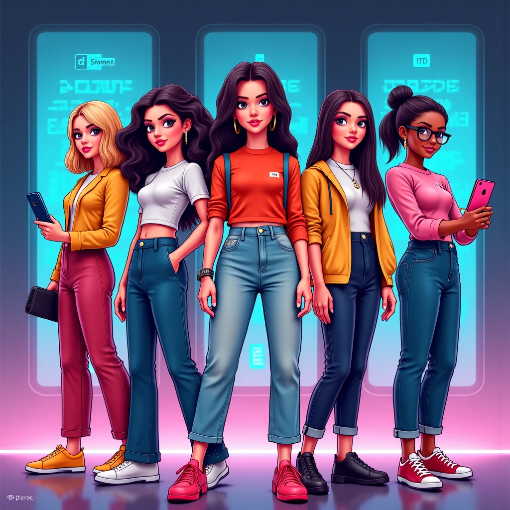 Create an eye-catching and creative thumbnail image featuring several individuals ignoring their smartphones. Each person should be dressed in distinct, vibrant colors (such as purple, green, yellow, and blue) to highlight their unique personalities. They should all be holding their phones with unread messages visible, but their attention should be focused on other activities like reading, engaging in conversation, or enjoying nature. The setting can be a whimsical, colorful background that emphasizes their disinterest in the digital world, making the image visually striking and engaging.