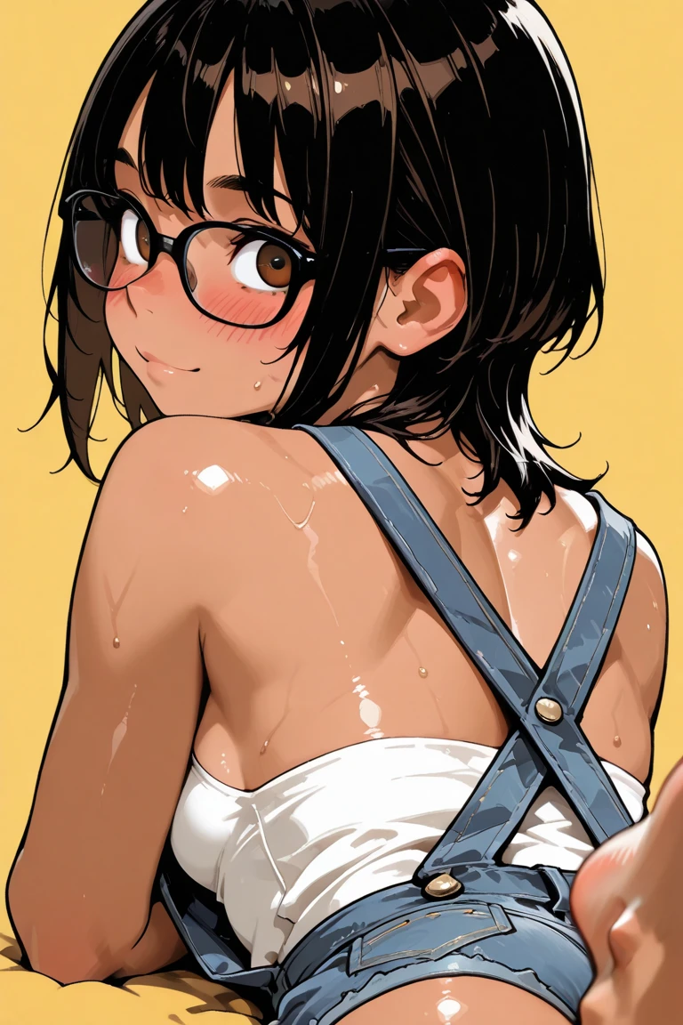 masterpiece,best quality,(12 years old:1.2),young girl,See-through,Silver Theme,Glasses,Short Hair,flat breasts