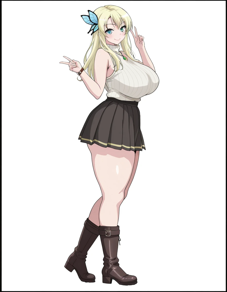 (NSFW), Misae Nohara, full body, thick thighs, hourglass figure, half naked, sexy legs, white strips stockings, high heels, Looking at the viewer with seductive eyes, makeup, solo, serious, gold choker, white skirt, cleavage, midriff, off shoulder, gold bands, palace, morning, from below, navel, (insanely detailed, masterpiece, best quality),