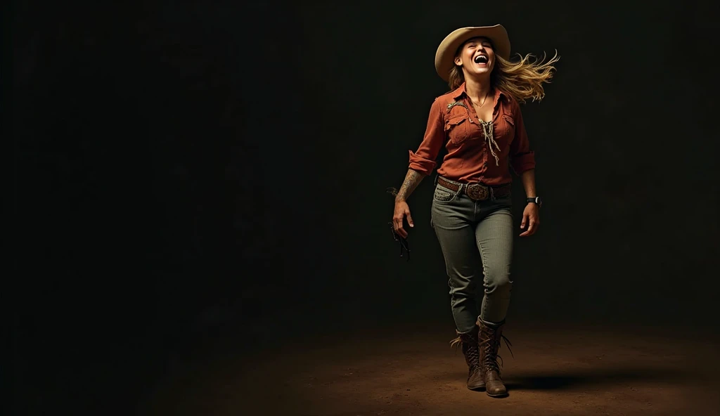A work of the scream but in a cowgirl version with a ring on her hand 