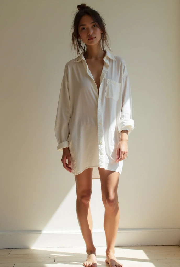 perfect face, standing in a studio for a photo shoot