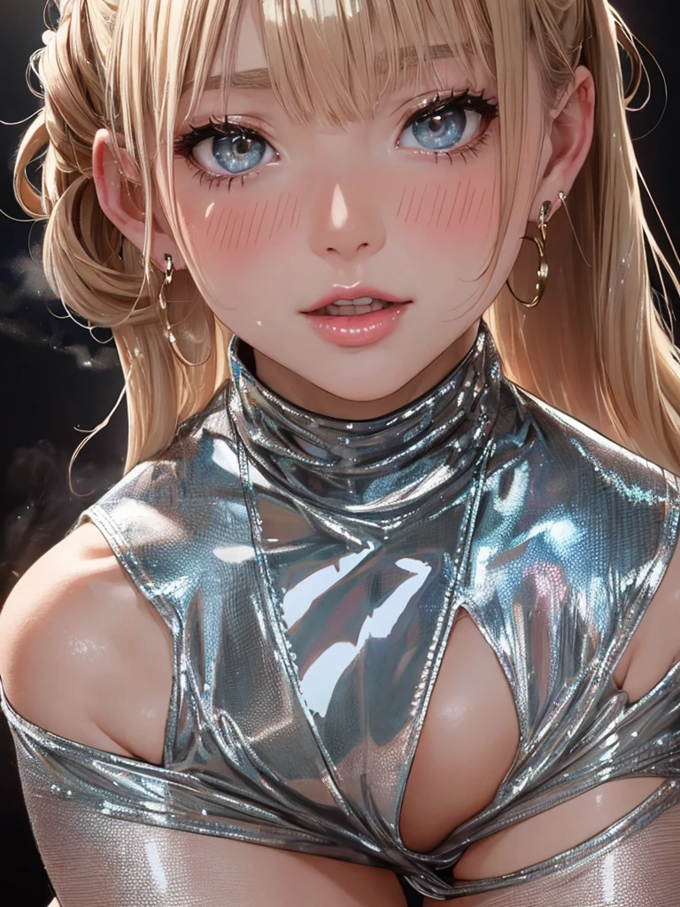 (Magazine Cover:1.3), Highest quality, Highest quality, 16K, Unbelievably absurd, Very detailed, 2.5D, delicate and dynamic, city, Stained glass, , , , Small pale light and colorful light, Many light sources, 巨大なComplex模様のmagic陣, magic, Small face, Very delicate appearance, Delicate eye depiction, Upper body close-up,, erotic, Dynamic sexy pose, Sexy Woman, Healthy body shape, 19 year old woman, , , height: 150cm, Big swinging bust, slime body, Very long wavy blonde hair, Twin tails, Upper body close-up, Glaring at the camera, look up, , Complex, (brown color jacket, , Green long skirt, , Brown Loafers), (Milky white slime splashed all over the front of his face: 1.6)