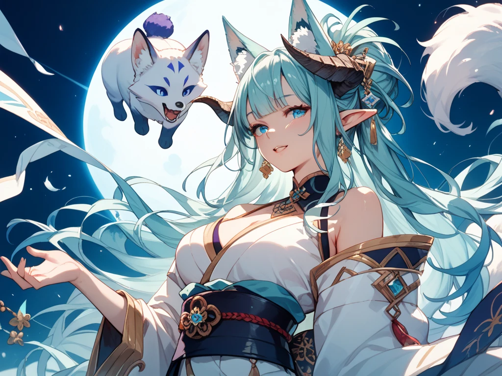 artist:Zero 1510, upside down, Point to the viewer, Talk in your dreams, dragon girl, Legs wrapped in bandages, hanfu, hair past shoulders, pointed ears, curls, medium breasts, Moles under the mouth, colorful eyes, exhausted, fantasy, facing the camera, short legs, nebula, Face focus, movie angle, High altitude, Side note, Astonishing, movement line, 
