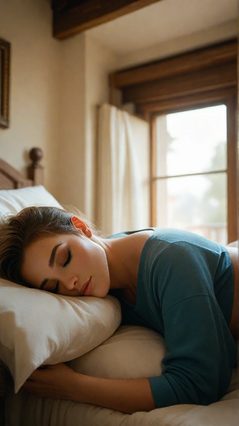 (highest quality,4K,8k,High resolution,masterpiece:1.2),Super detailed,(Realistic,photoRealistic,photo-Realistic:1.37),Beautiful and cute 18-year-old female student wearing a sexy high ,girl,garden,Beautiful views,Soft sunlight,A book in her hand,Laugh brightly,Bright expression,Blonde Hair,blue eyes,Long Curly Hair,She has a pink ribbon in her hair,White blouse,Checkered short skirt,tall white socks,Black Loafers,Stylish backpack,Cafeteria Background,Students eating lunch,A table with colorful food trays,Juicy burgers,Fresh sandwiches,Crispy French Fries,salad,Fruit bowl,A variety of refreshing drinks,glass windows overlooking green gardens and blooming flowers,Vibrant colors,Pastel Tones,Picturesque style,Soft brushwork,Dreamy atmosphere,Playful lighting,Sunlight streaming through the window,Create beautiful patterns on walls and floors,Long straight hair_Hair reaching down to the waist、in the bed room,(((Sleeping on your back、Grabbing the bed sheets tightly with pleasure:1.3))