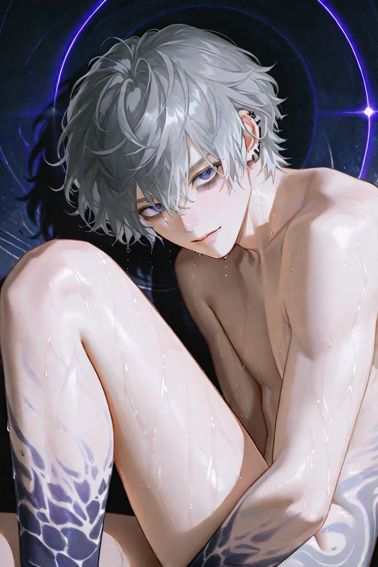 (2 boys, albino tall lathy androgynous male Snow Prince, mortally haphephobiс, hoarfrost, pristine, precious, fragile beauty, translucent, thin neck, frail shoulders, flat chest, soft belly, male crotch, curvy hips, massive buttocks, he is pent up, needy, horny, but his penis and testicles are very fragile, vulnerable to heat, he is immortal while he is cold, but he can be shattered like glass, love will kill him, his touch is freezing, he is cold and lonely, but warmth will melt him down, weak stomach, weak bladder)
