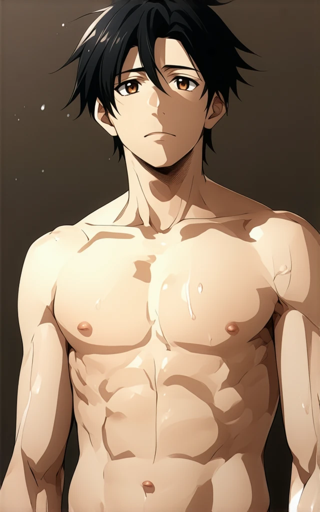 Sasuke, shirtless, muscular, white briefs, changing room, 11-year-old boys,
