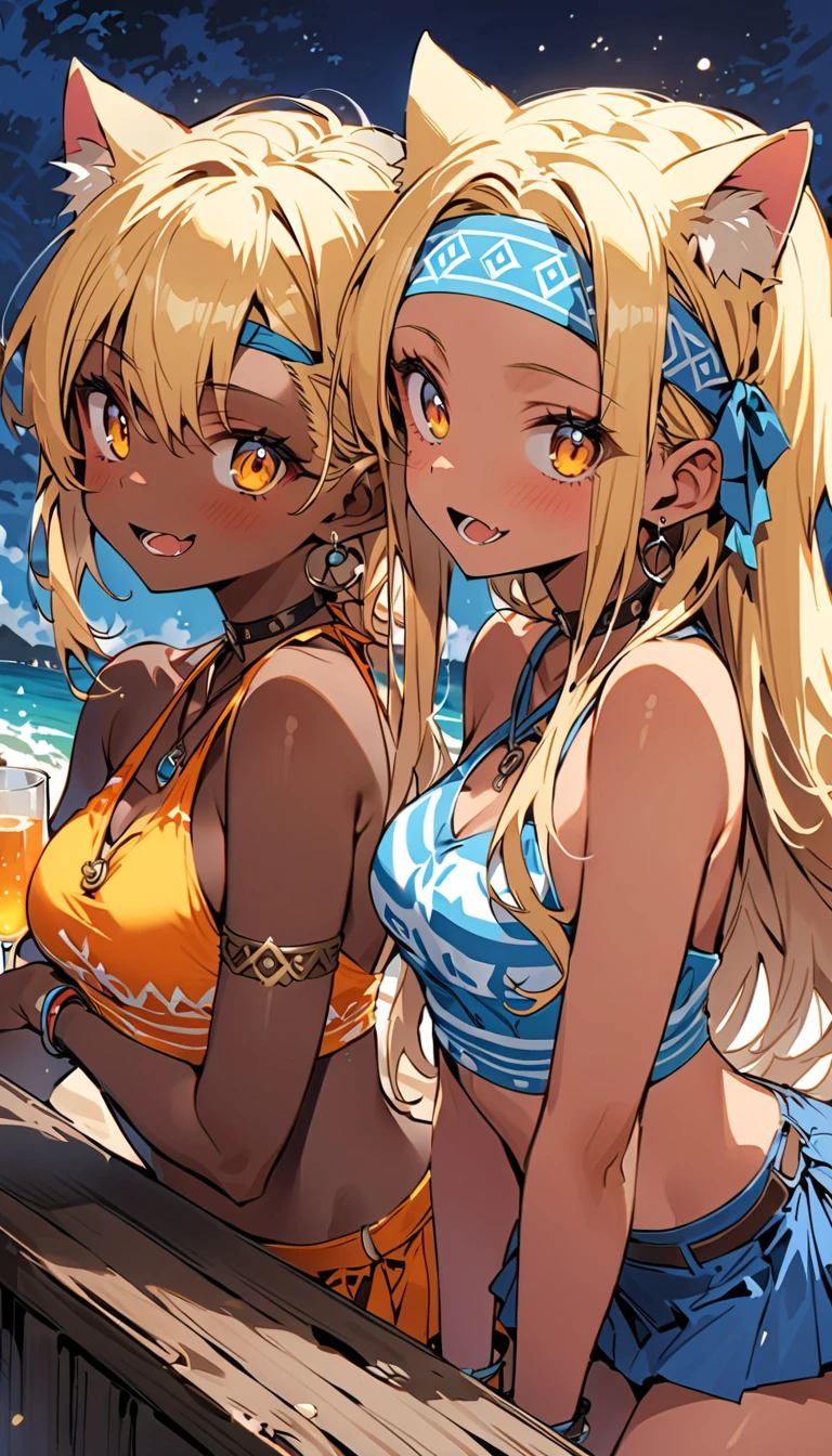 1 dark elf, citrine eyes, dark-skinned female, light brown very long hair, floating hair, smile, parted lips, cute, 
medium breasts, back, bare shoulders, thighs, (sideboob:0.9), 
strapless white sundress, thighlet, armlet, 
dress lift, 
on vast hill overlooking lake, deep orange sunset, (bird:0.9), 
sharp focus, looking at viewer, cowboy shot, (close-up:1.1), from behind, from above, 
(orange tone:1.3), (gold tone:0.9), (red tone:0.9), 
illustration, (anime coloring:1.1), 
BREAK (masterpiece:1.2), (best quality:1.2), newest, (intricate details:1.2), ai-generated,