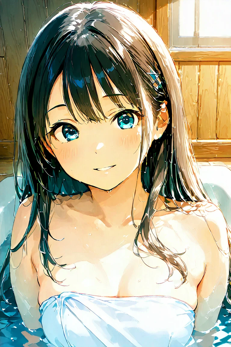 best quality, amazing quality, very aesthetic, (ultra-detailed), (1girl, aris, blue archive, solo, blue eyes), (realistic face:0.9),(string bikini:1.8), (glare, blush, thigh:1.3), (cowboy shot), (glowing eyes), (half closed eyes:0.9), (nipple), (official art:1.3), (pool), expressive eyes, perfect face, extremely detailed eyes, perfect anatomy, smooth skin, (shower room background:1.5), clear eyes, beautiful face, small breasts, (anime style:1.7), (Warm Light:1.5), (highres:2), (Chiaroscuro),