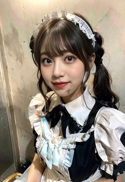 (8k, RAW photo, best quality, masterpiece:1.2), High detail RAW color photo, professional photograph, cowboyshot, (realistic, photo realistic:1.37), ((best quality)), 1 girl, cinematic light, (finerly detailed face:1.2), (masterpiece:1.5), (best quality:1.2), (smiling:1.2), (looking at viewer:1.2), bowtie, (detailed maid:1.2)