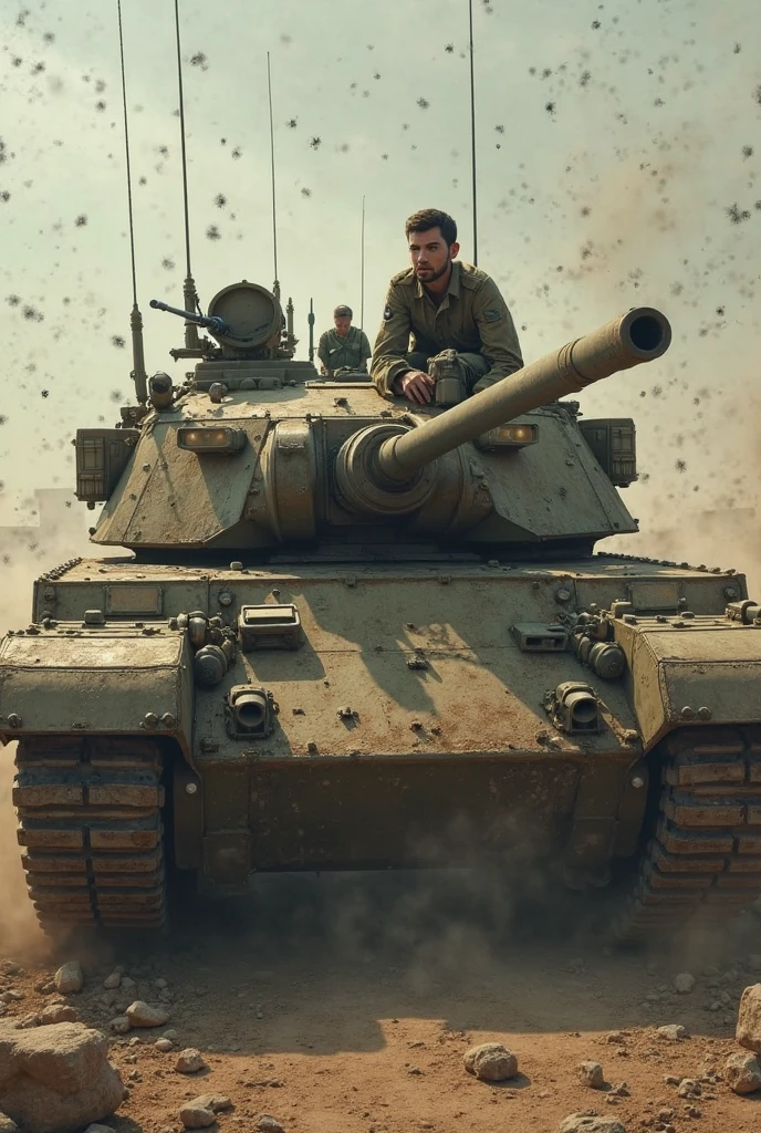 Messi as a fighter driving tank.