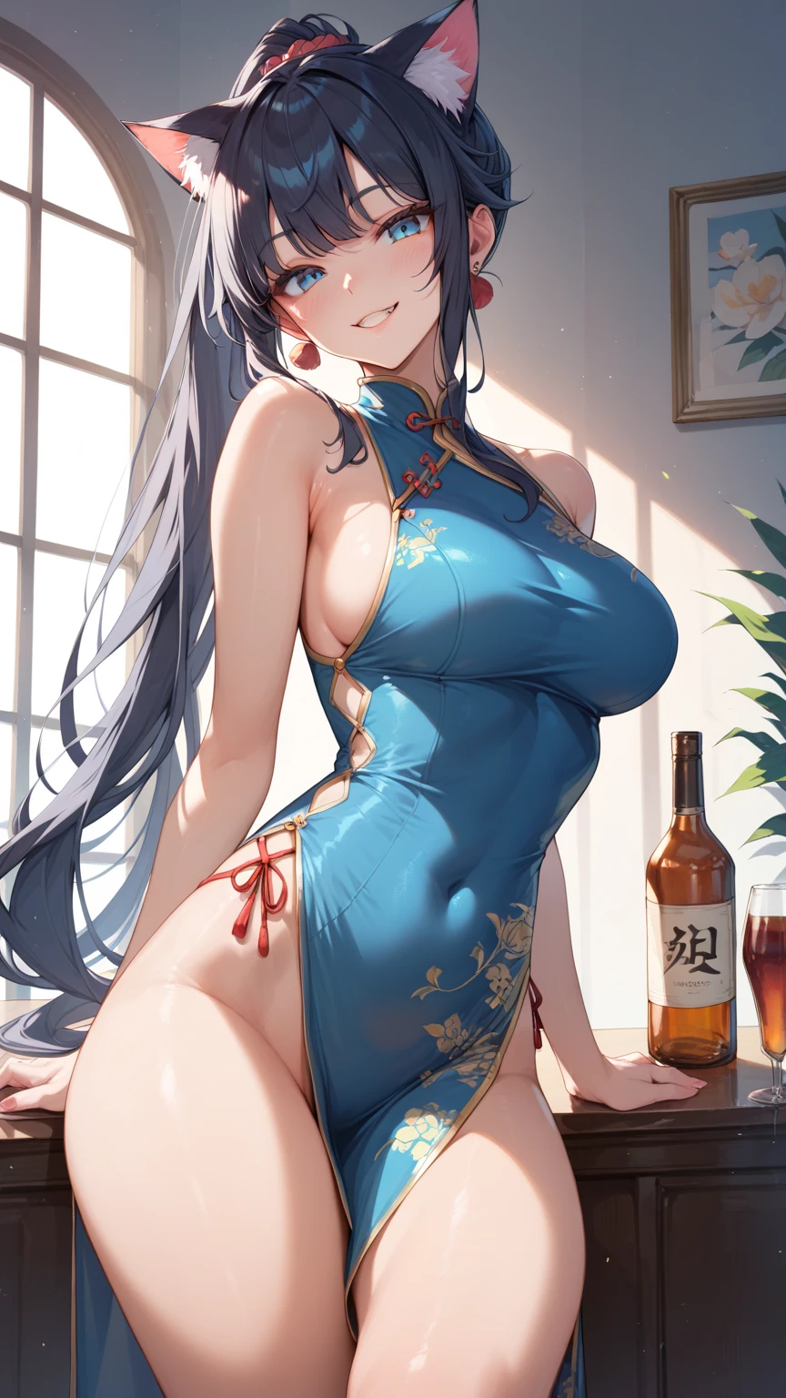 Domestic, Clear sky with white clouds, Shrine maiden costume, Blur the background,high school girl,Big Breasts,ponytail,smile,Glitter effect,Highest quality, 8K, High resolution, masterpiece:1.2, Very detailed, Realistic:1.37, High resolution, 超High resolution, Ultra-fine painting, Very detailed, Professional, Vibrant colors