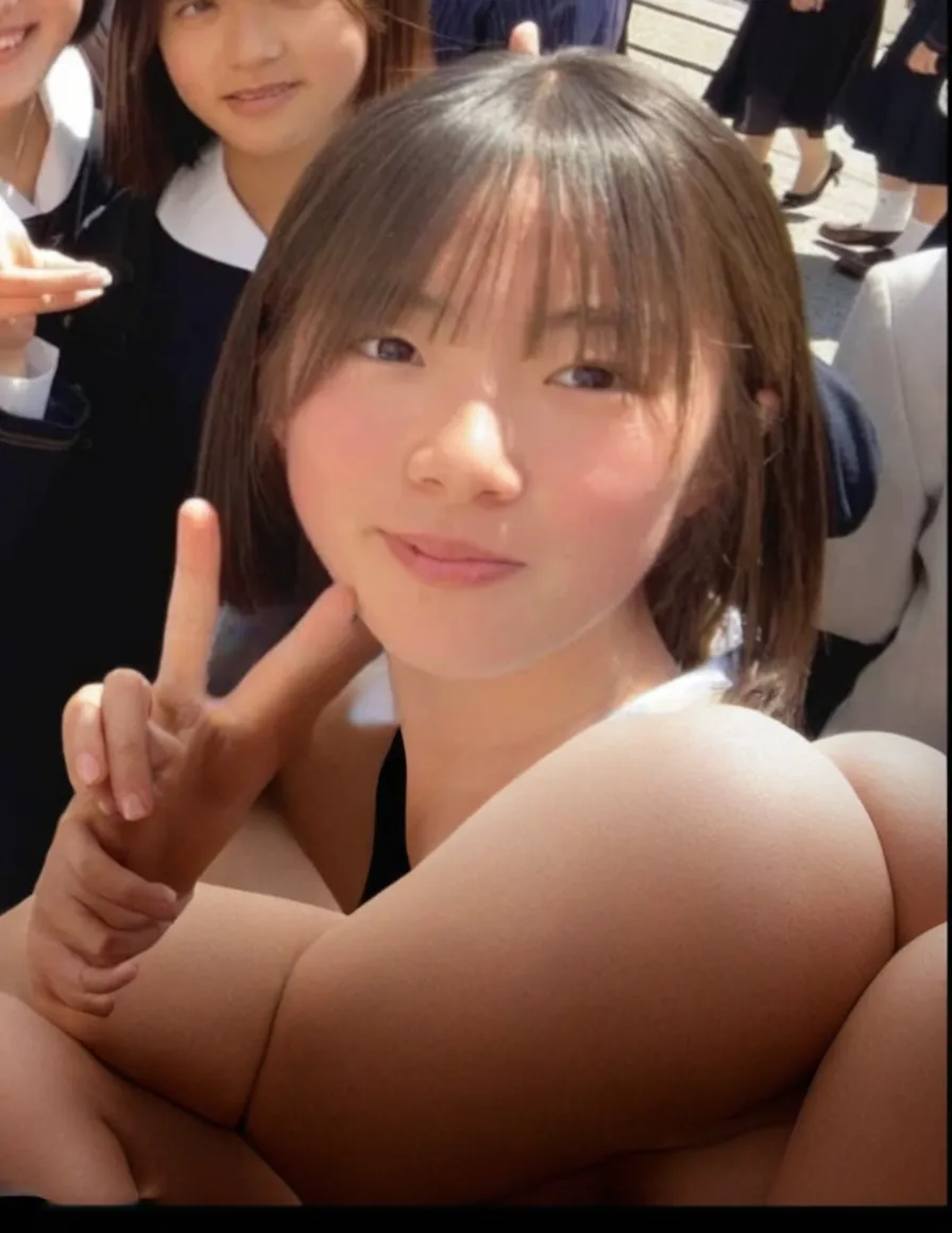 A thin female student with small breasts,nsfw,selfie,I&#39;m with my friends,{I'm smiling a lot},peace sign,large crowd of people,Cultural Festival